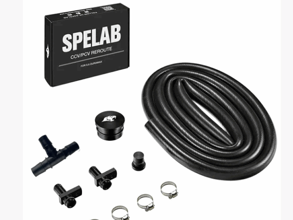 A SPELAB air compressor hose kit with fittings and clamps.