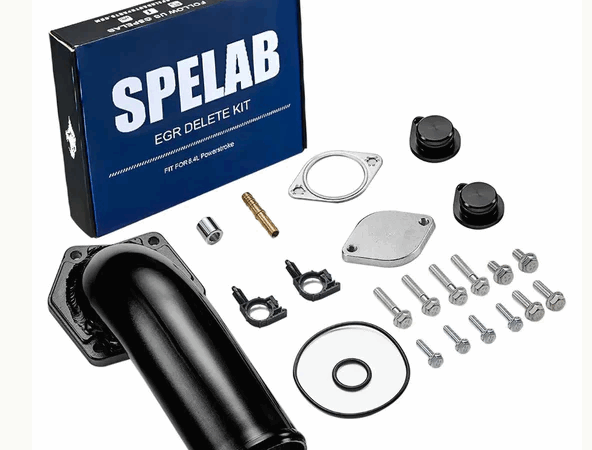 A Spelab car heater kit with various components and screws.