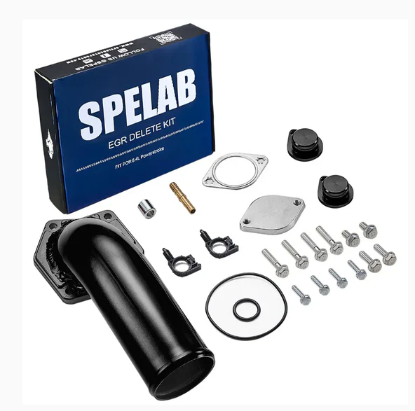 A Spelab car heater kit with various components and screws.