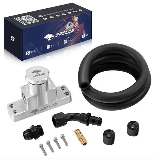 Fuel tank vent kit with hose and fittings for marine or automotive use.