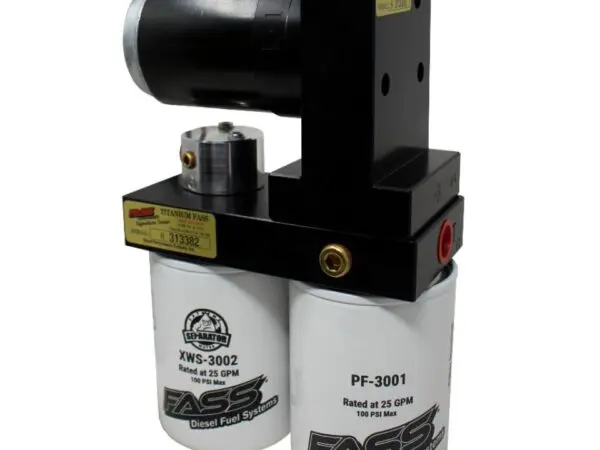 Hydraulic pump with dual filters and black motor.