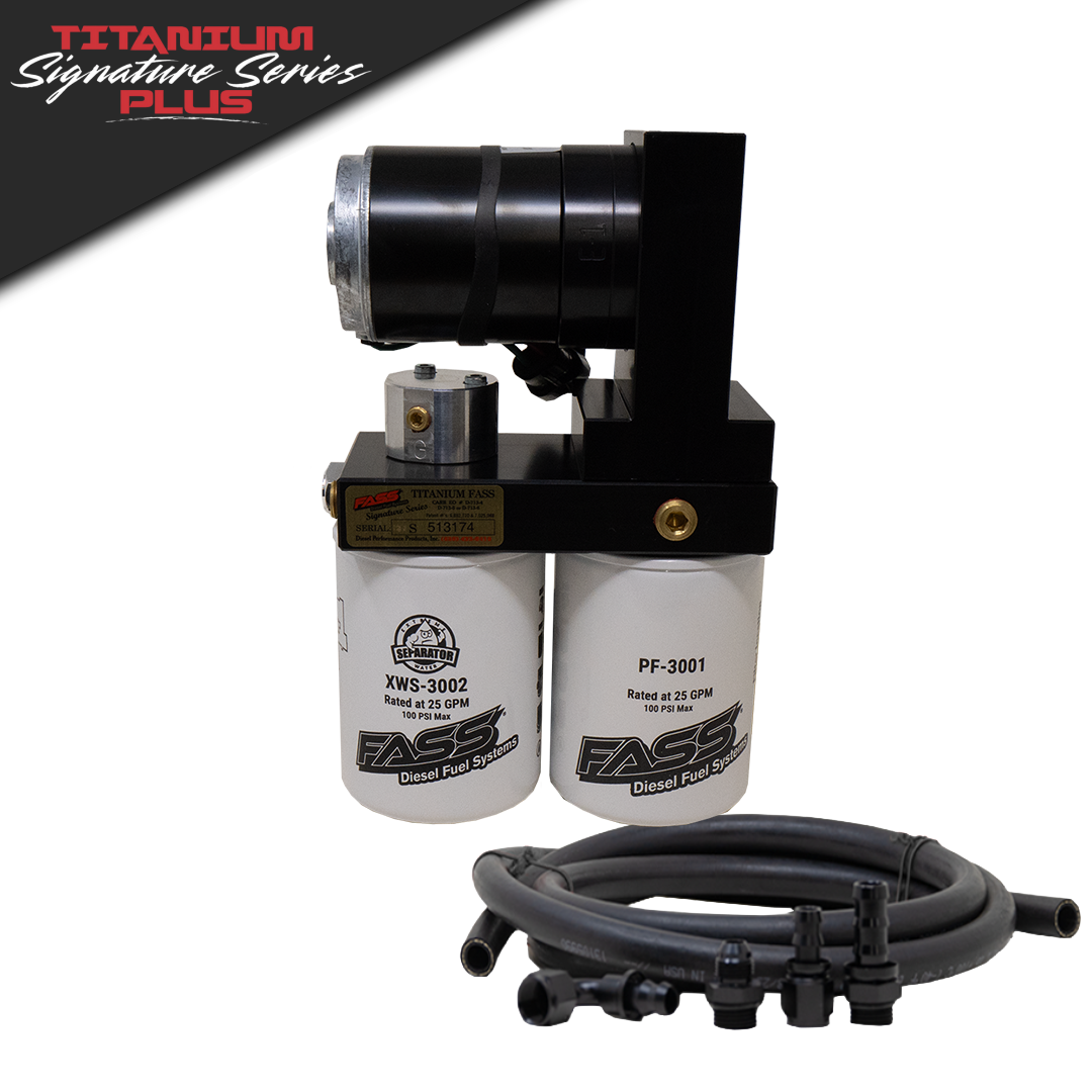 Titanium Signature Max fuel pump kit with dual filters and hoses.
