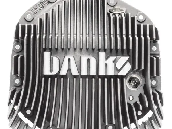 Metallic Banks automotive part with cooling fins.