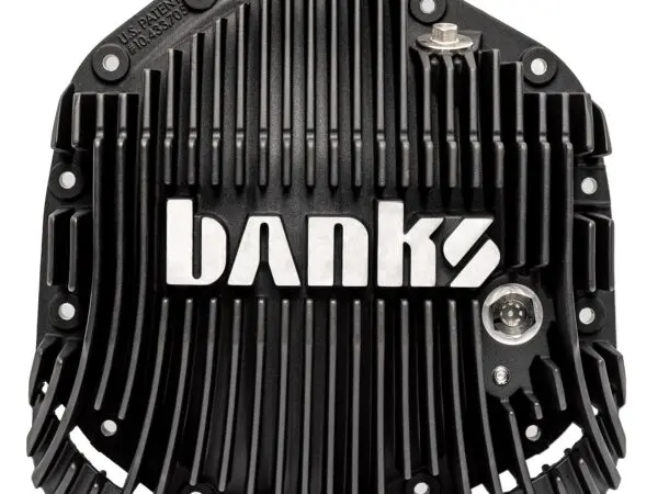 Black differential cover with Banks logo.